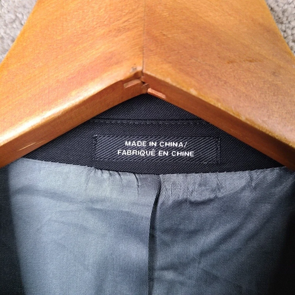 Express Jacket Men 42R Black Fitted Blazer Wool Blend 2 Button Suit Coat Stretch